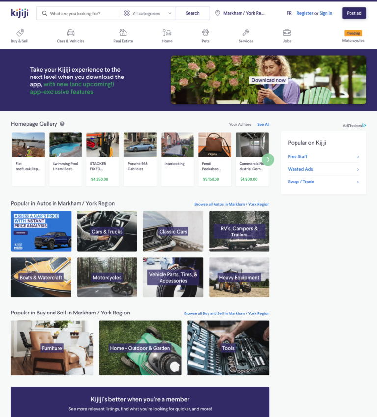 New Kijiji Homepage