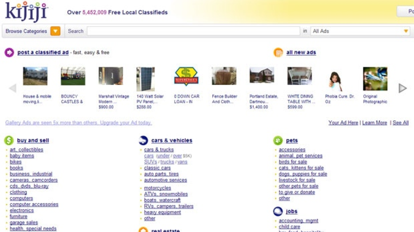 Old Kijiji Homepage