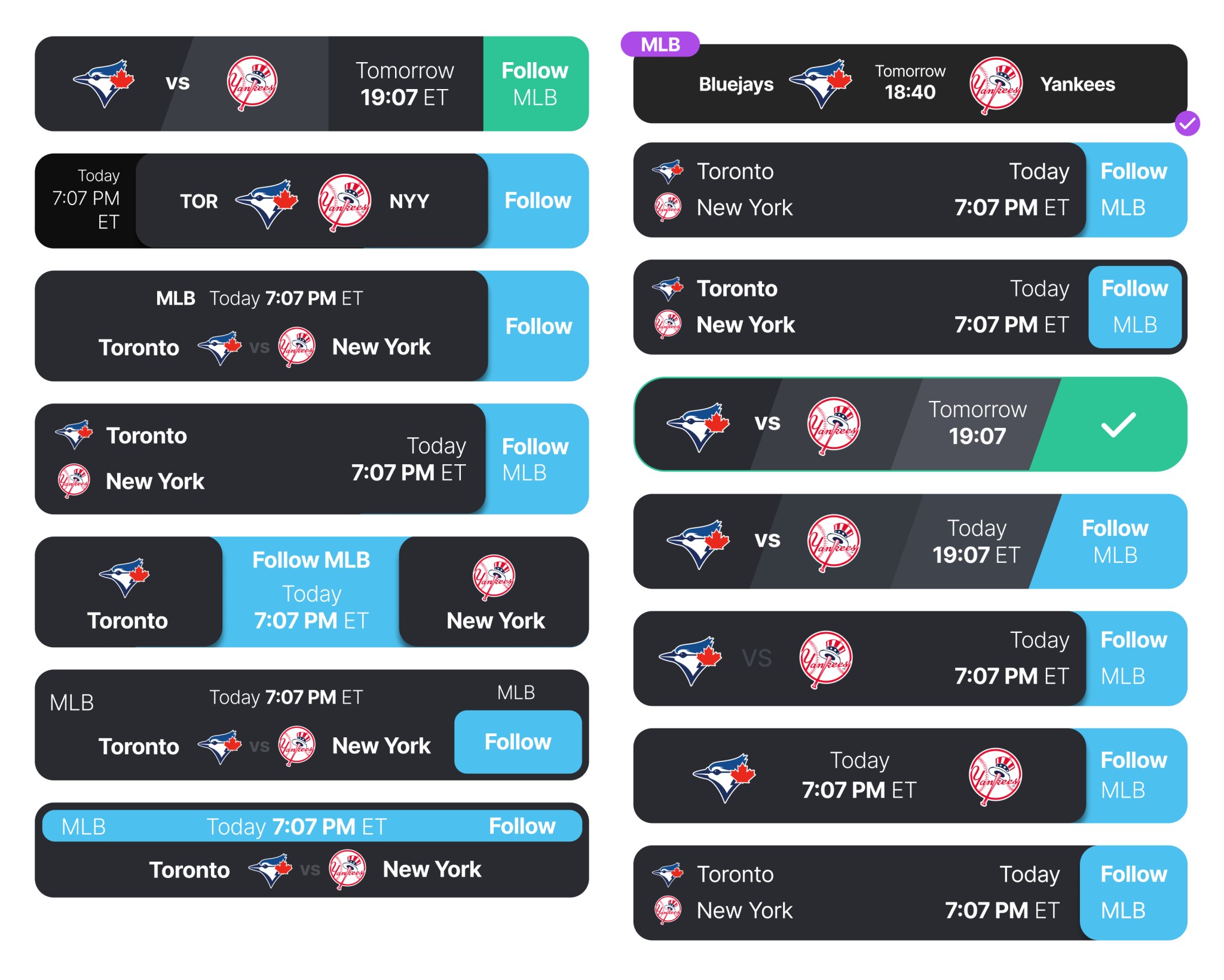 NeXT Game Follow interface showing the simplified design approach