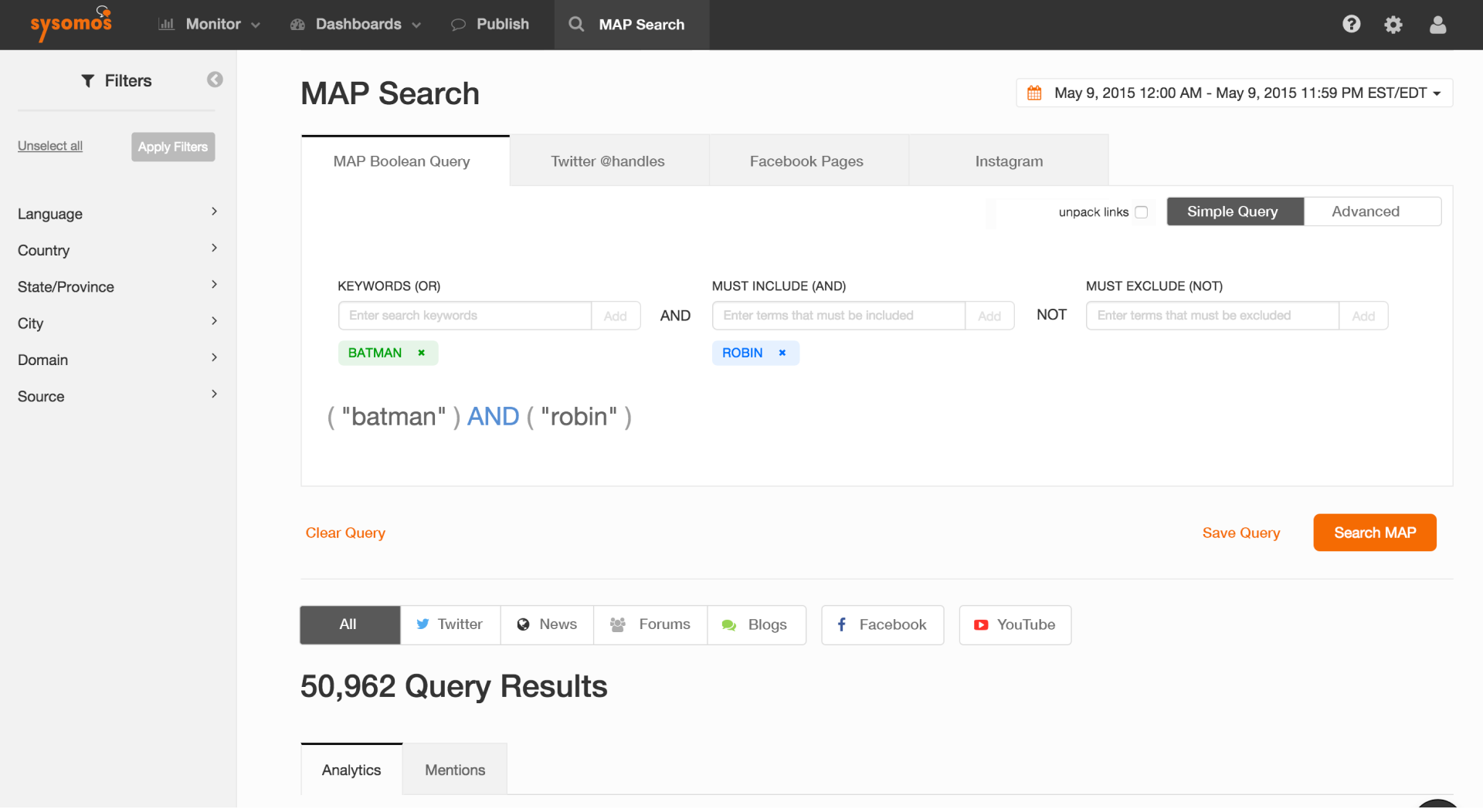 New MAP Search Interface